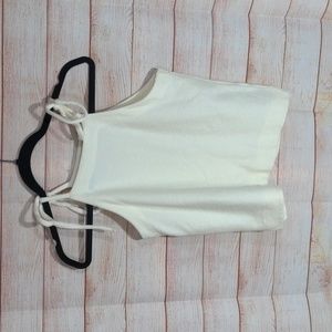 Madewell Tie Tank Top High Neck Cream